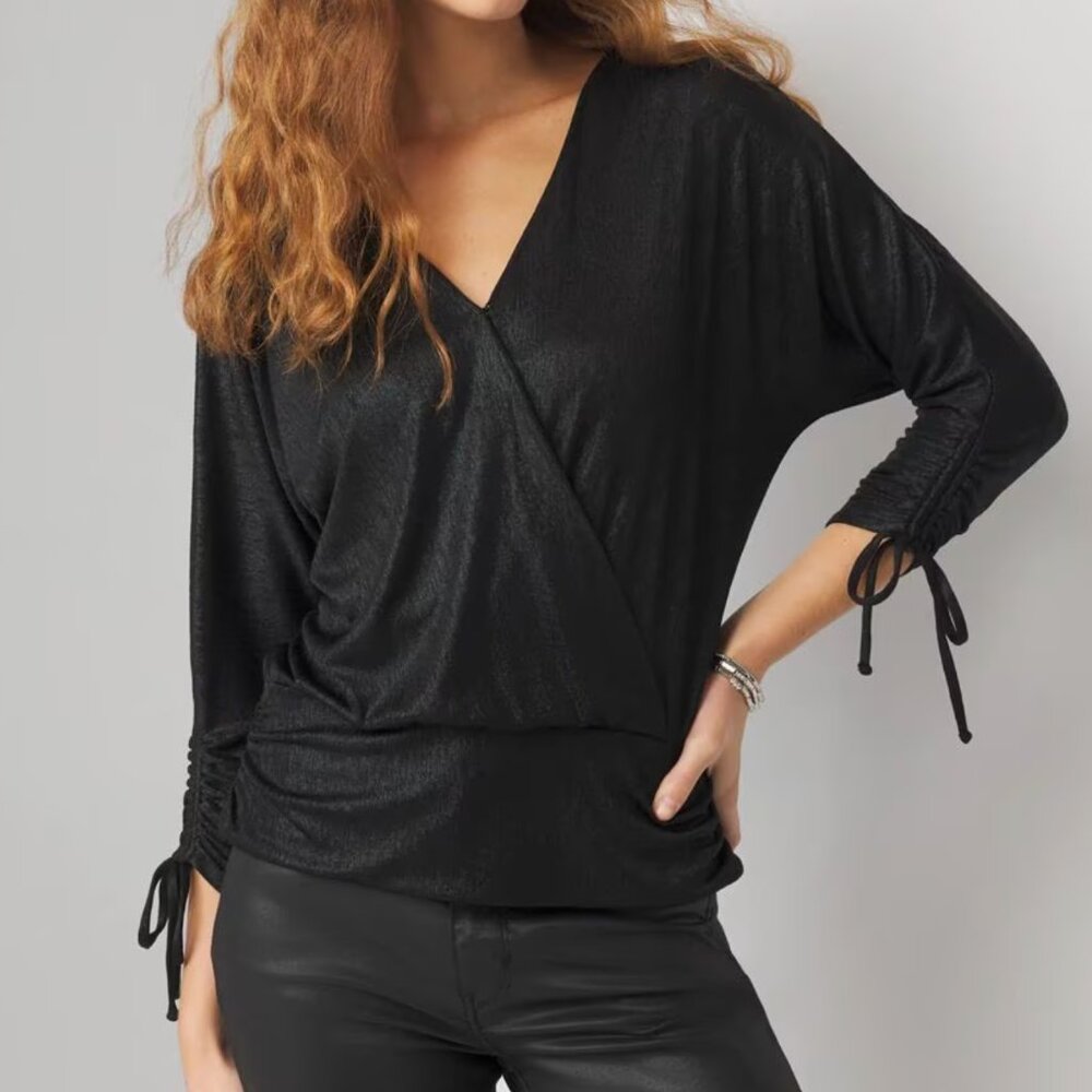 NWT Metallic Surplice Top